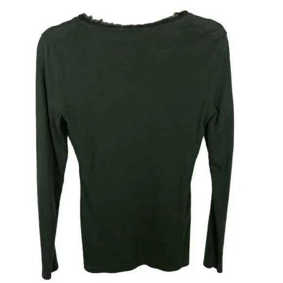 Banana Republic long sleeved Olive green ruffle bodice top Medium - Picture 2 of 6